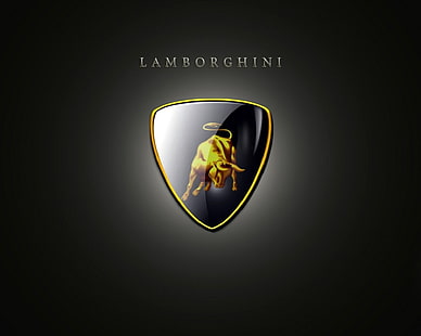 Лого на Lamborghini, отражение, фон, Lamborghini, марка, HD тапет HD wallpaper