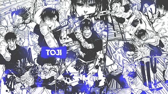 kolaż, manga, Fushiguro Toji, Jujutsu Kaisen, anime boys, DinocoZero, Tapety HD HD wallpaper