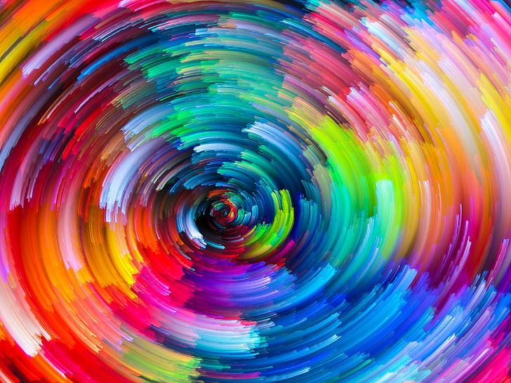 multicolored abstract painting, abstract, artwork, colorful, painting, splashes, swirl, HD wallpaper