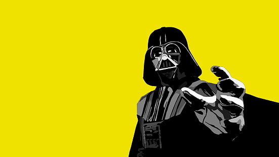 Star Wars Darth Vader ورق جدران فني ، أفلام ، حرب النجوم ، دارث فيدر ، خلفية صفراء ، سيث ، خلفية بسيطة ، بساطتها، خلفية HD HD wallpaper