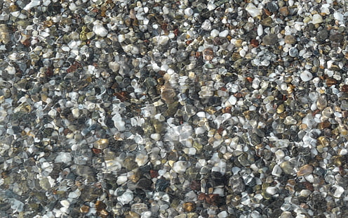 pebble lot, stones, water, reflections, pebbles, HD wallpaper HD wallpaper