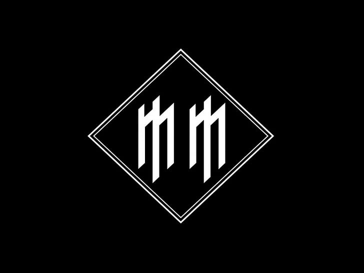 Marilyn Manson, logotyp, svartvit, minimalism, svart bakgrund, enkel bakgrund, musik, bandlogotyp, HD tapet