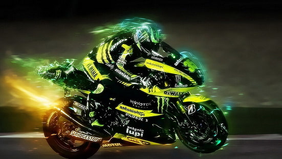 etiqueta engomada del conductor de la motocicleta, Monster Energy, Yamaha, motocicleta, Fondo de pantalla HD HD wallpaper