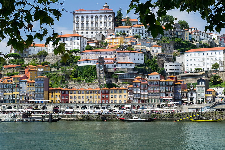 歴史的な街、ポルト、ポルトガル、リベイラ、ドウロ川、 HDデスクトップの壁紙