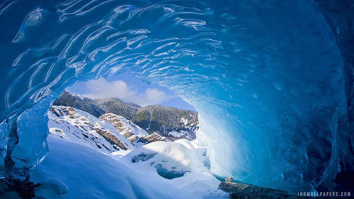 naturaleza, hielo, cueva, paisaje, nieve, Fondo de pantalla HD