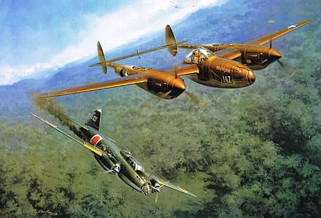 Seconda guerra mondiale, guerra mondiale, aerei, aereo, aereo, Lockheed P-38 Lightning, US Air Force, aeronautica militare, guerra, Sfondo HD HD wallpaper