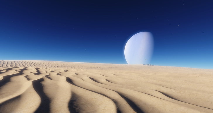 لعبة فيديو ، محرك فضاء ، أزرق ، صحراوي ، قمر ، كوكب ، رمال، خلفية HD