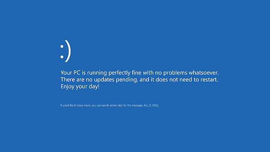 Windows 10, Blue Screen of Death, felice, segnali di avvertimento, blu, Microsoft, Sfondo HD HD wallpaper