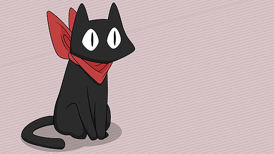czarny kot z postacią z czerwonego szalika, Sakamoto, Nichijou, Tapety HD HD wallpaper
