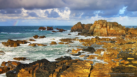 Cote de Granit Rose, Fildişi Sahili, Brittany, Fransa, Plajlar, HD masaüstü duvar kağıdı HD wallpaper