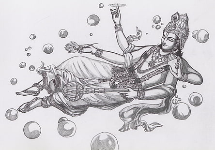 Lord Vishnu Sanat, Shiva illüstrasyon, Tanrı, Lord Vishnu, uyku, efendisi, vishnu, HD masaüstü duvar kağıdı HD wallpaper
