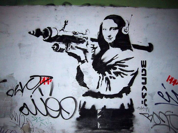 graffiti, lanzagranadas, Mona Lisa, Fondo de pantalla HD