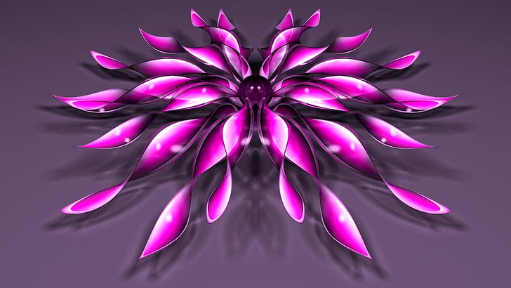 3D紫の花の花びら、3D、紫、花、花びら、 HDデスクトップの壁紙