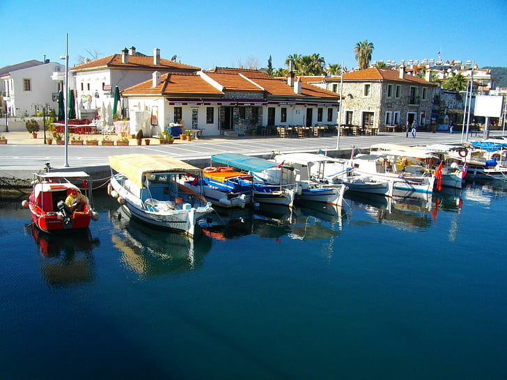 Marmaris Turkey, marmaris, turkey, harbor, old town, fisher, boats, HD wallpaper