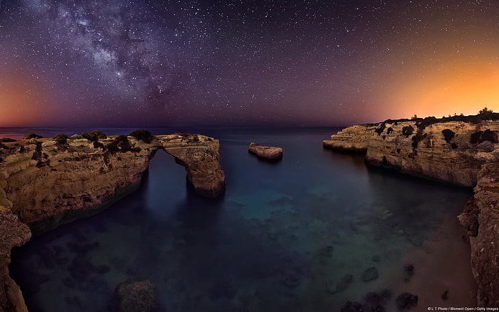خلفية Algarve Portugal-Windows Theme ، تشكيل صخري بني، خلفية HD