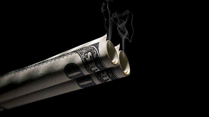 dinheiro, ganhos, cigarro, dólar, numerário, preto, HD papel de parede