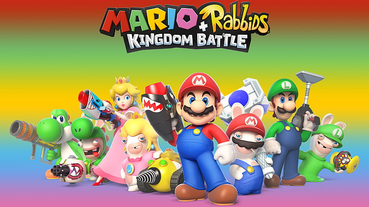 Video Game, Mario + Rabbids Kingdom Battle, Luigi, Mario, Princess Peach, Raving Rabbids, Yoshi, HD wallpaper