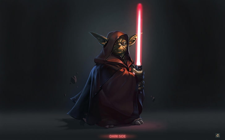 Ilustracja Master Yoda, Star Wars, Yoda, miecz świetlny, Sith, grafika, Tapety HD