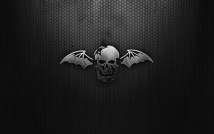 black, skull, wings, mesh, HD wallpaper