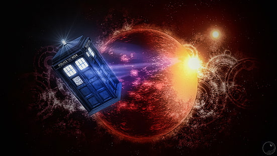 Doctor Who, TARDIS, The Doctor, artwork, TV, HD wallpaper HD wallpaper