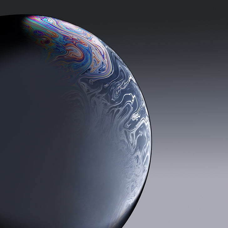 Earth, Planet, Bubble, Gray, iPhone XR, iOS 12, Stock, HD, HD wallpaper