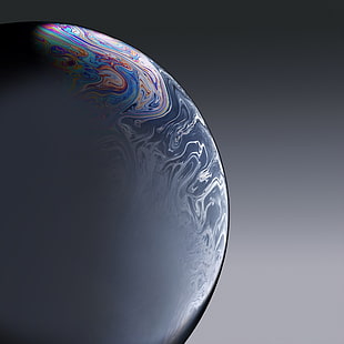 Earth, Planet, Bubble, Gray, iPhone XR, iOS 12, Stock, HD, HD wallpaper HD wallpaper