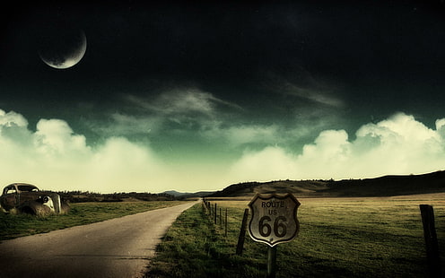 Route 66 -XL, oznakowanie trasy 66, krajobrazy, krajobrazy, trasa 66, Tapety HD HD wallpaper
