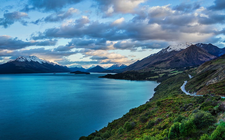 Earth, Landscape, Lake, Mount Creighton, New Zealand, Road, South Island (New Zealand), Southern Alps, HD wallpaper