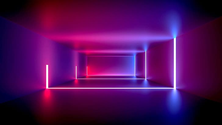abstract, neon, neon glow, lights, pink, purple, 3D Abstract, HD wallpaper