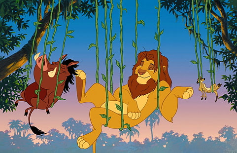 Król Lew, Disney, Timon, Pumba, Simba, Tapety HD HD wallpaper