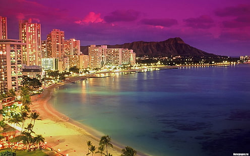 Città, Honolulu, Hawaii, Waikiki, Sfondo HD HD wallpaper