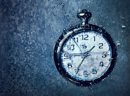 foto del reloj de bolsillo a las 9 35, hora, reloj, agua, Fondo de pantalla HD HD wallpaper