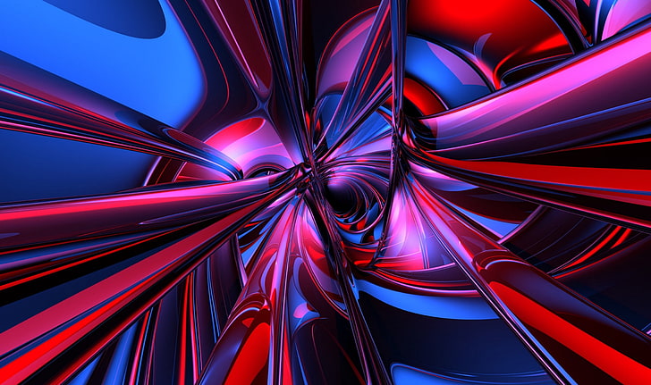seni grafis komputer ungu dan merah, abstraksi, 3d, latar belakang, Wallpaper HD