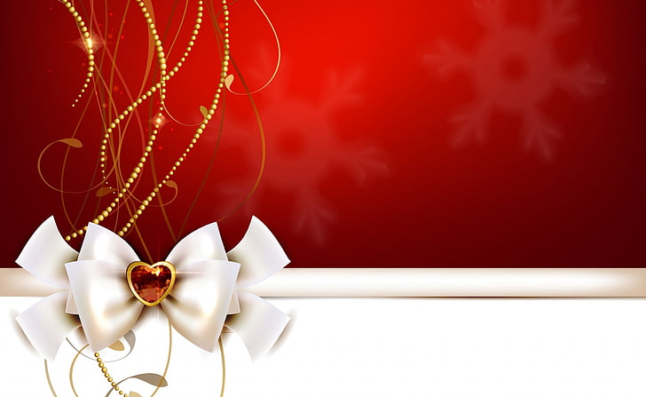 New Year Background 2014, white ribbon bow, Holidays, New Year, Background, Year, Luxury, Stylish, 2014, ornamental bow, HD wallpaper