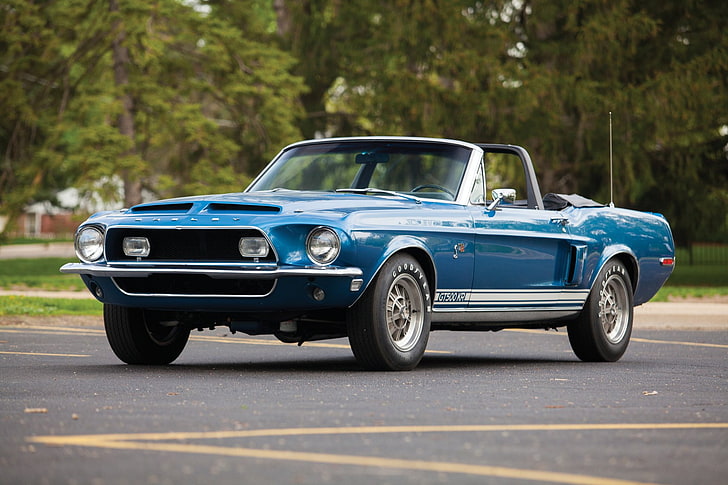 Ford, Shelby Cobra GT500 King Of The Road, Blue Car, Car, Convertible, Muscle Car, HD wallpaper