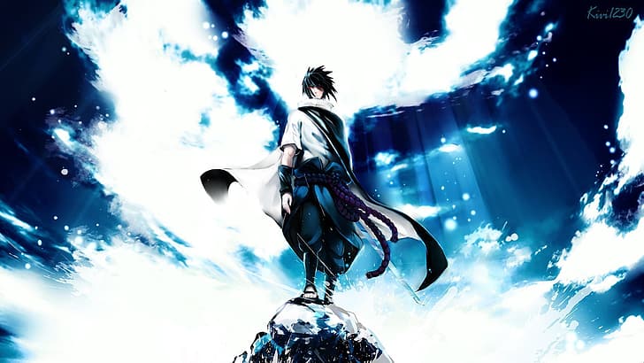 Uchiha Sasuke, sword, Naruto (anime), Mangekyou Sharingan, Sharingan, Eternal Mangekyou Sharingan, HD wallpaper