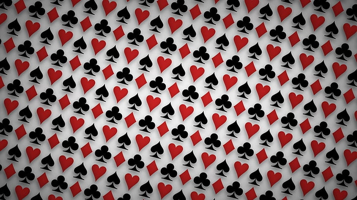 playing card-themed artwork, heart, spades, playing cards, pattern, simple, HD wallpaper