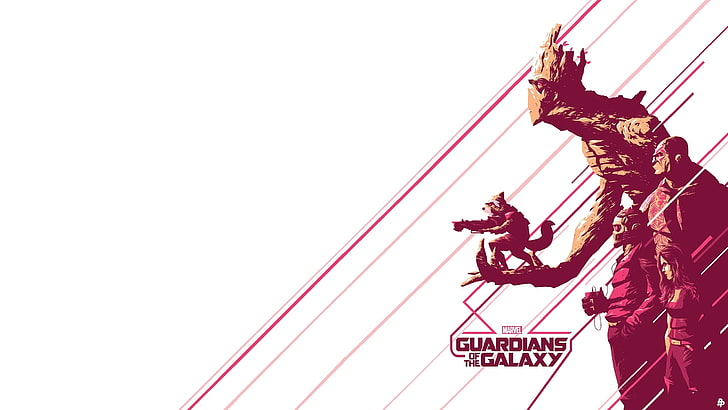 Wallpaper Marvel Guardians of the Galaxy, Pelindung Galaxy, Star Lord, Gamora, Rocket Raccoon, Groot, Marvel Comics, Drax the Destroyer, Wallpaper HD