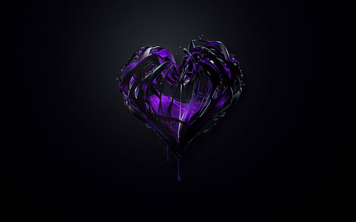 Сердце, Фиолетовый, Сплетение, HD обои