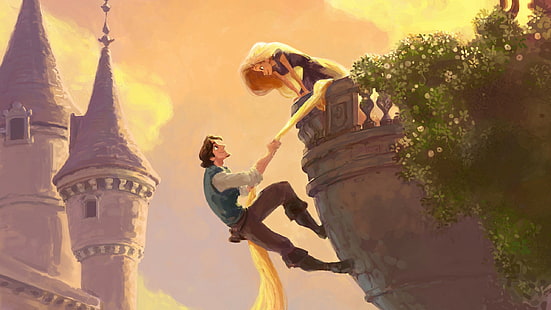 Principesse Disney, film animati, Eugene Flynn Rider Fitzherbert, film, Walt Disney, Rapunzel, Sfondo HD HD wallpaper