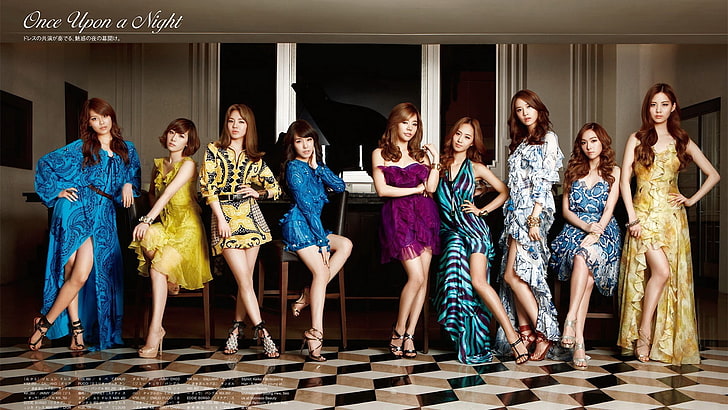 kvinnors lila axelbandslös klänning, SNSD, Girls 'Generation, asiat, modell, musiker, sångare, koreansk, kvinnor, HD tapet