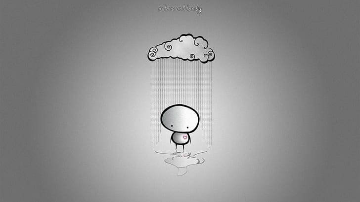 clouds, love, loneliness, rain, humor, cloud, mood, broken heart, lonely, Minimalism, HD wallpaper