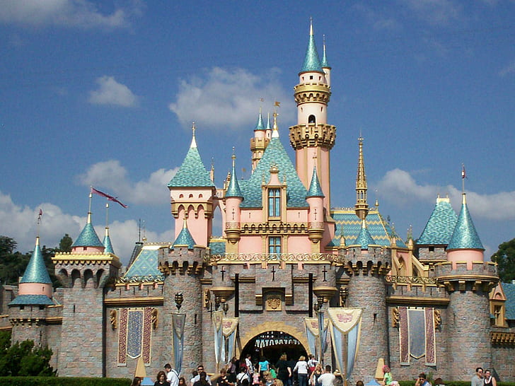 Disneyl Castle, Disneyland, Anaheim, castelo, parque, animais, HD papel de parede
