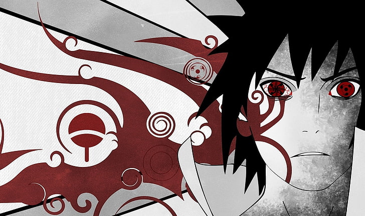 Uchiha Sasuke, Ewiges Mangekyou Sharingan, Sharingan, Uchiha Sasuke, Naruto Shippuuden, selektive Färbung, Anime, Anime Boys, HD-Hintergrundbild