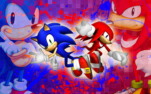 Sonic, Sonic the Hedgehog, Knuckles, videogames, Sega, HD papel de parede HD wallpaper