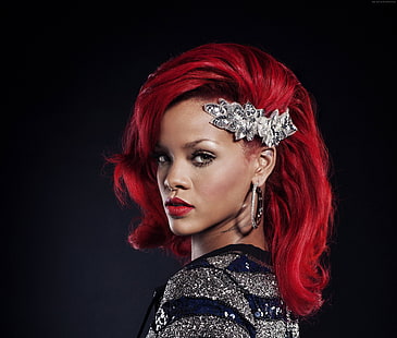 Singer, hair, Rihanna, 4K, red, HD wallpaper HD wallpaper