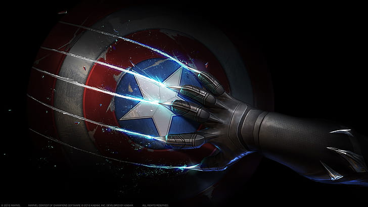 Captain America, Black Panther, shield, Marvel Cinematic Universe, HD wallpaper