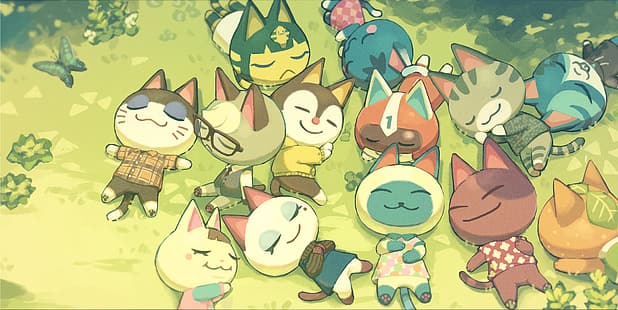 Bob (Animal Crossing), Ankha, Raymond, Animal Crossing, Gras, Schlafen, HD-Hintergrundbild HD wallpaper