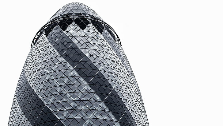building, skyscraper, 30 st mary axe, swiss re building, london, united kingdom, europe, landmark, architecture, HD wallpaper