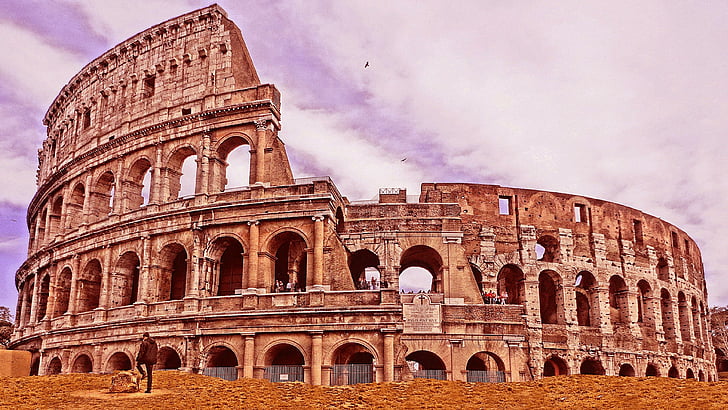 colosseum, rome, italy, europe, architecture, historical, ancient, HD wallpaper